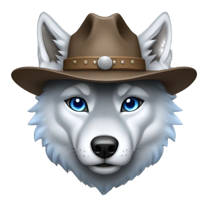 Wolf with cowboy hat Gray With white Lightsaber Blue eyes  sticker