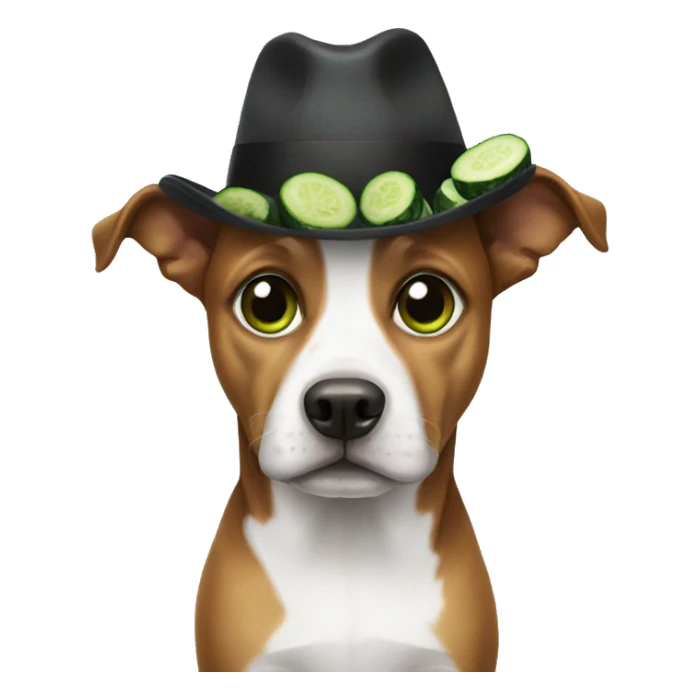 Dog that has cucumber eyes with hat sticker