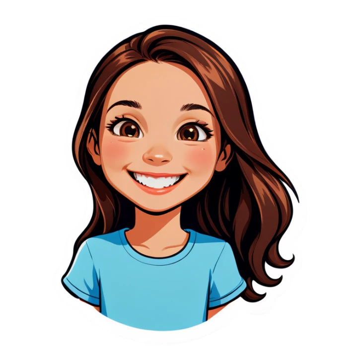 smiling girl with long hair sticker