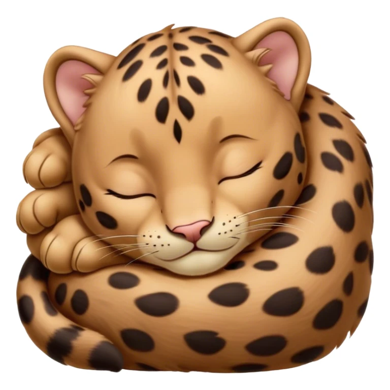 Meme-Worthy cute Sleeping Baby Panther Portrait Emoji, Head resting peacefully with a contented smile, showcasing a luxuriously soft, compact form and eyes gently closed in serene slumber, Simplified yet comically adorable features, highly detailed, glowing with a soft, drowsy glow, high shine, relaxed and utterly lovable, stylized with an air of playful laziness, bright and heartwarming, soft glowing outline, capturing the essence of a sleeping baby panther that feels destined to become the next viral icon of adorable rest! sticker