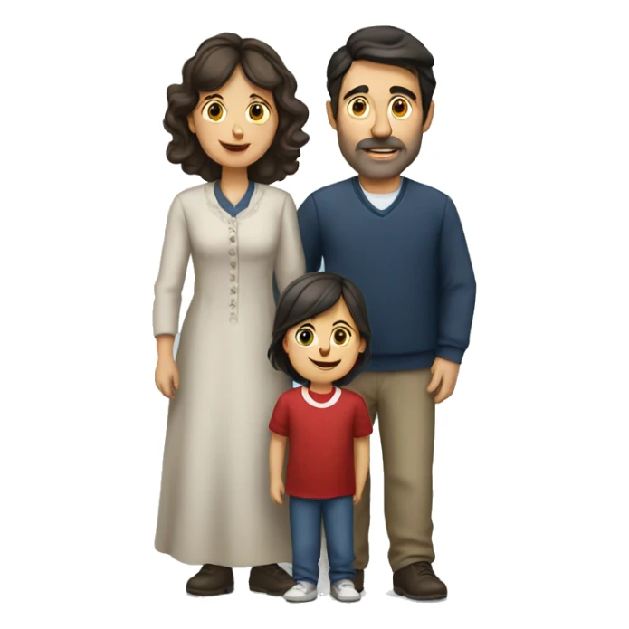 french-russian parents with dark hair and two children sticker