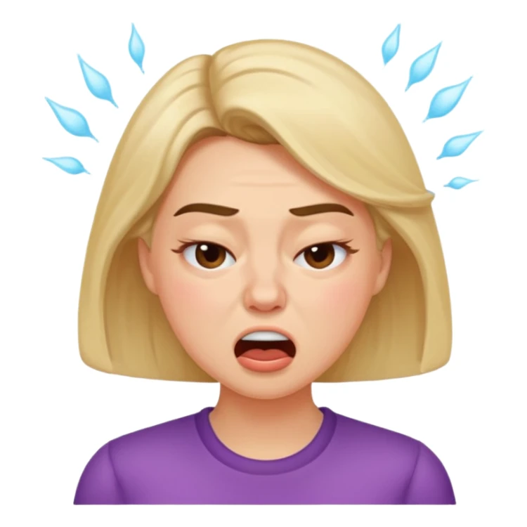 Woman mid-sneeze with puffed cheeks










 sticker