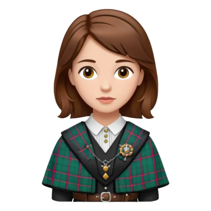 female with scottish attaire and brown hair sticker