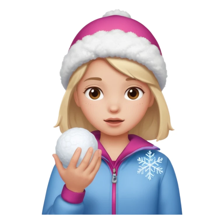 kid girl with sweated holding snowball sticker