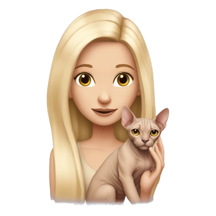 Girl blonde long hair holding sphynx sticker
