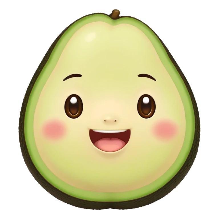 Cute Kawaii Avocado, round and cuddly, soft green with a tiny brown pit, blushing cheeks, a joyful smile, tiny arms outstretched, a warm and healthy glow! sticker