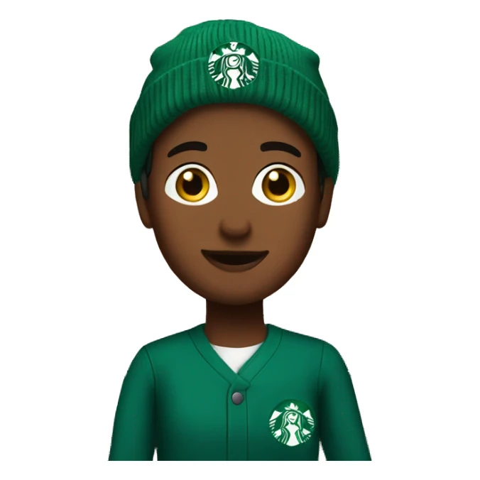 Starbucks barista wearing a beanie sticker