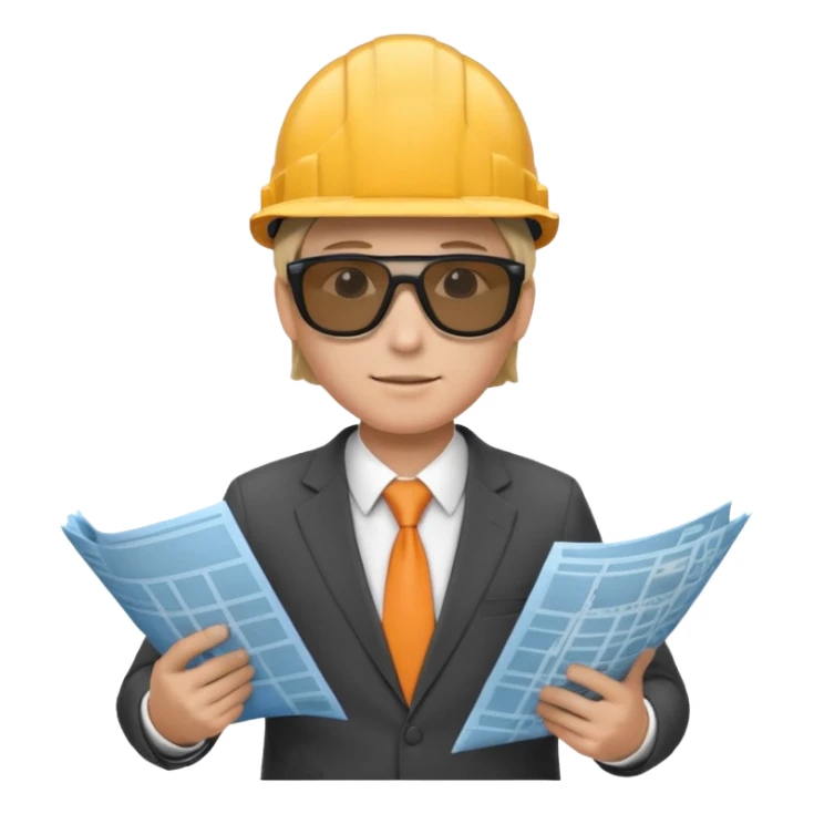 mach mir einen Trader der an der börse handelt mit anzug und einem bauarbieter helm und einem bauplan in der hand sticker