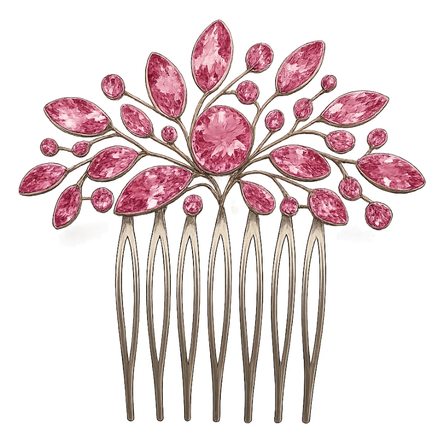 pink jeweled hair comb, elegant and modern sticker