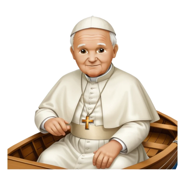 Pope John Paul II sitting on a boat sticker