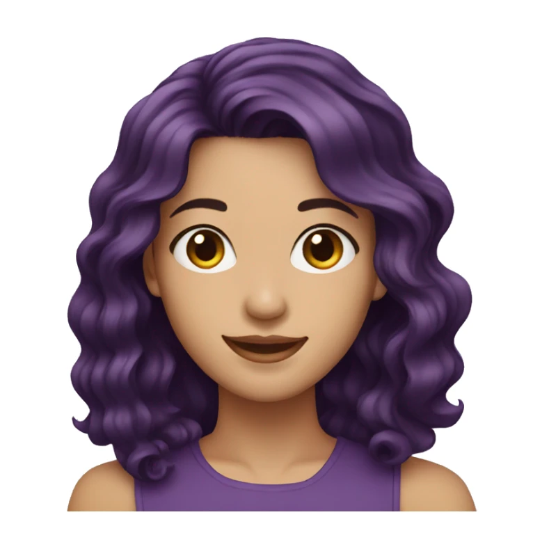 Smiling woman, dark violet wavy hair sticker