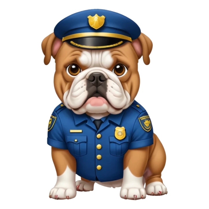 english bulldog wearing a security uniform sticker