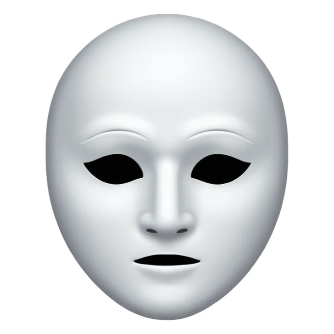 blank white mouthless masculine mask moon crescent hole  on forehead  sticker