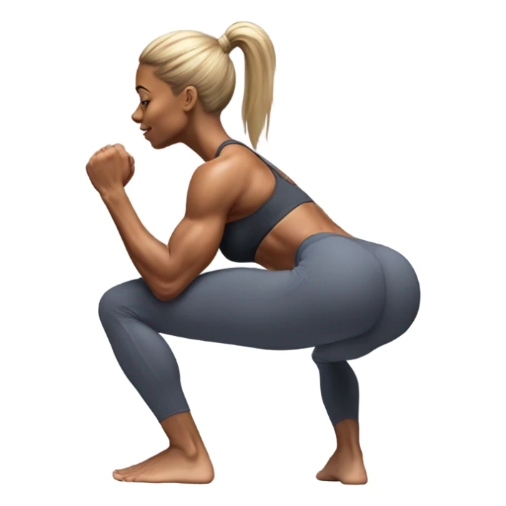 fitness model squating pose back view hyperealistic with very developed glute muscles sticker