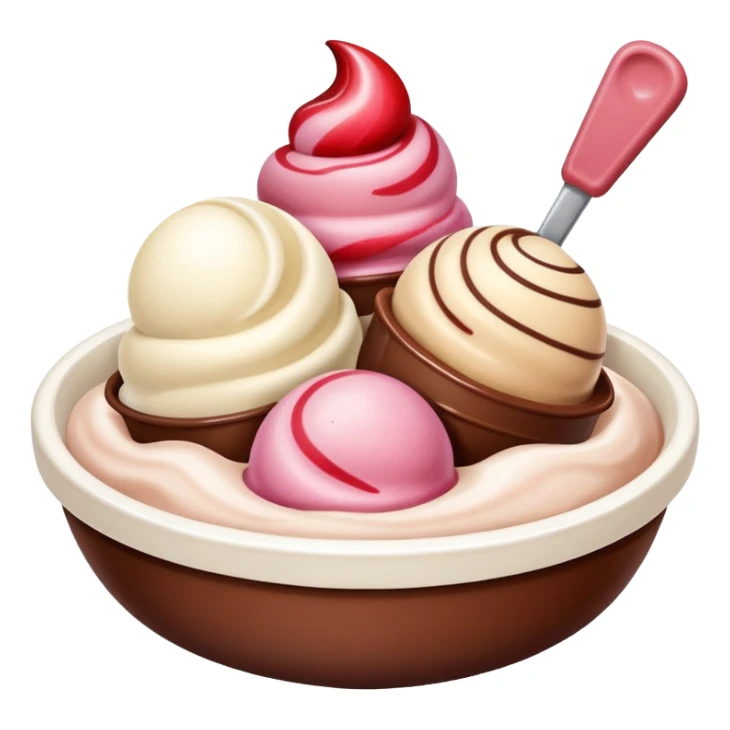Neapolitan ice cream scoops in a bowl sticker
