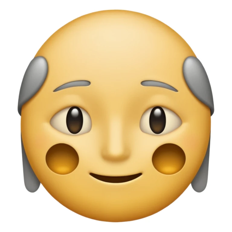 A neutral-colored emoji face (light gray or pale yellow) with half-closed eyes, small dark circles underneath, and a tiny straight-line mouth. A small power symbol (⏻) floats above the head or appears faded on the forehead, suggesting low energy or mental exhaustion. sticker