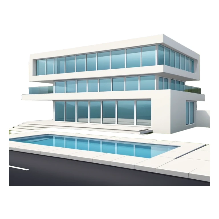 sleek modern house with large windows, flat roof, and clean architectural lines sticker