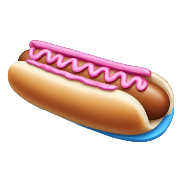 Blue hot dog wearing a pink fur hat sticker