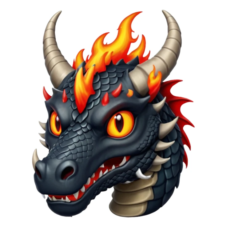 A black dragon with red flamings eyes and great black horns. sticker