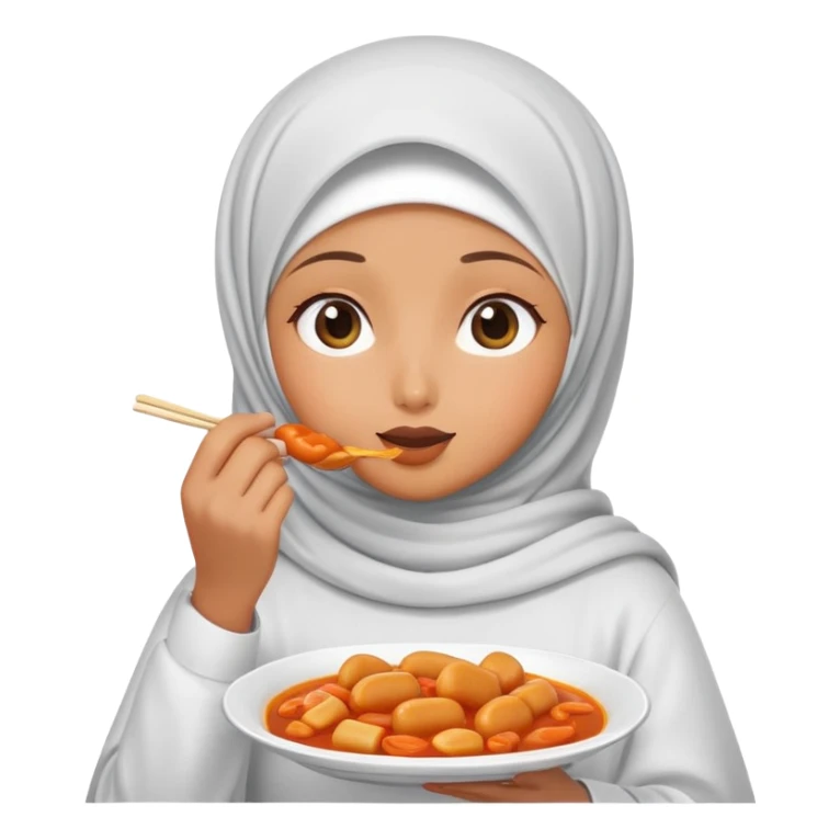 Girl wearing hijab and tteokbokki sticker