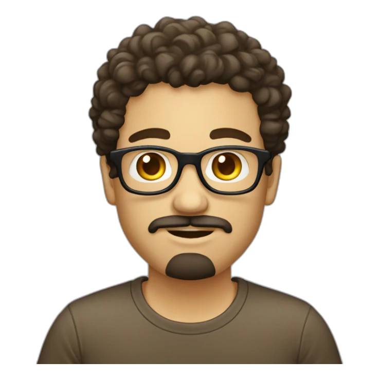 guy with curly dark hair round face and goatee beard nerd tshirt  sticker