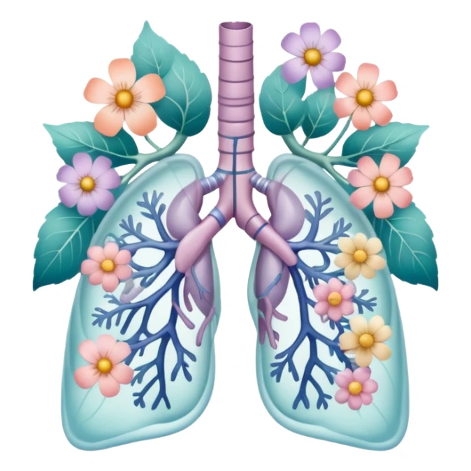 Pastel transparent anatomy lungs and flowers sticker