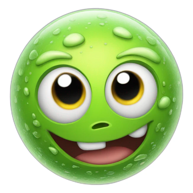 3d sphere with a cartoon Slime skin texture with big feminine eyes sticker