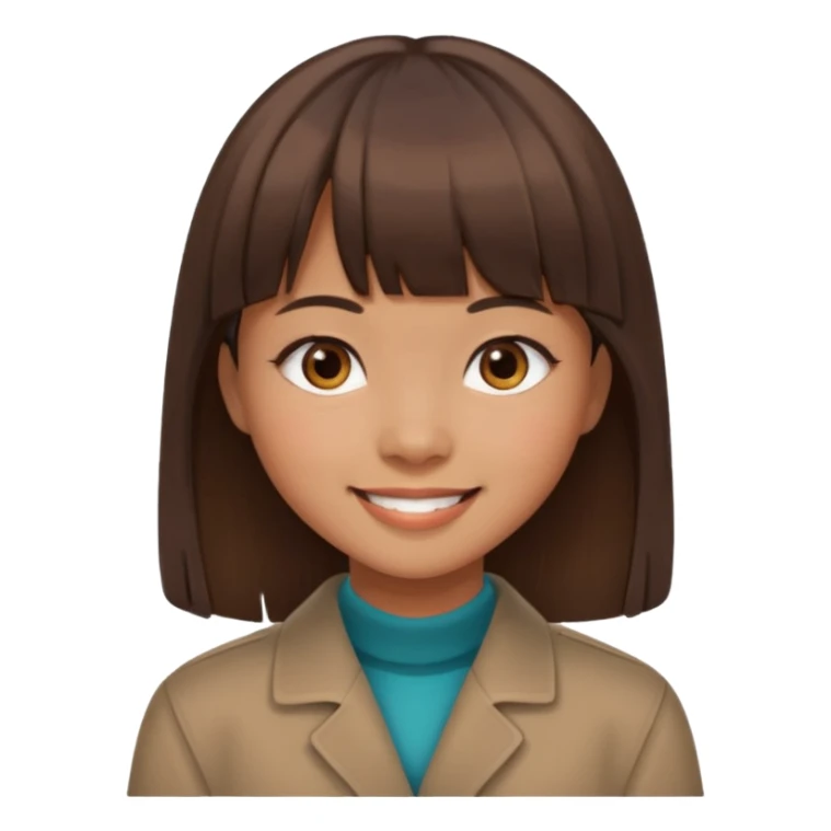 Brown-skinned Asian girl with straight brown hair and bangs  sticker