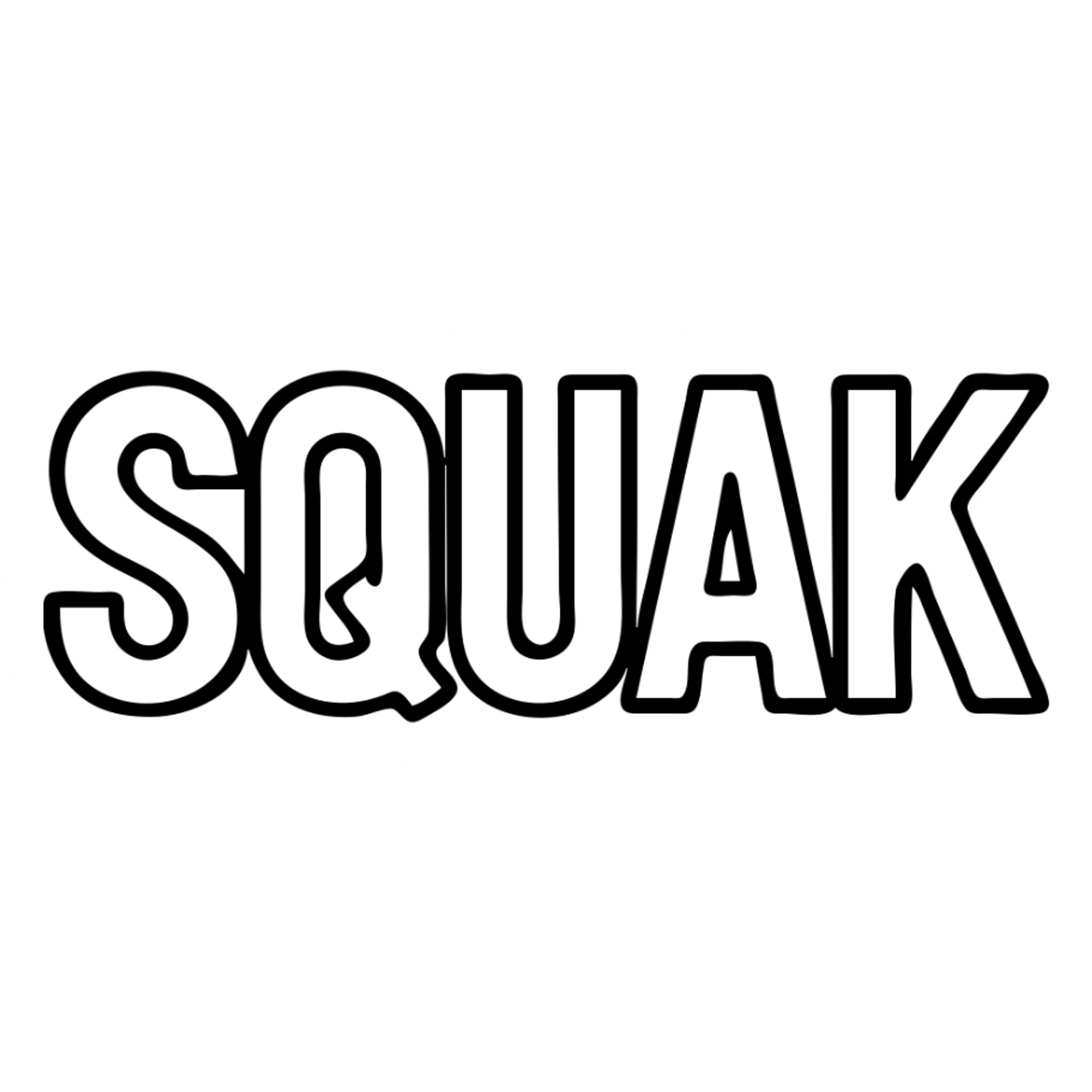 'squak' word as bold outlined icon sticker