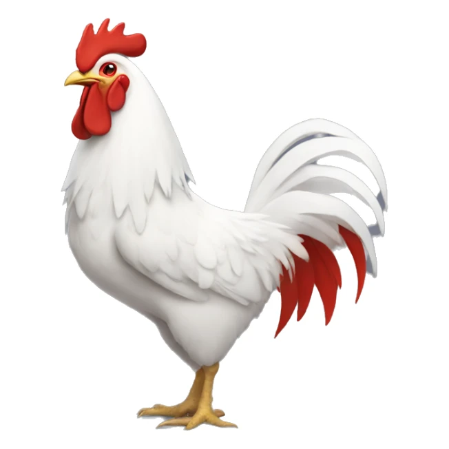 white rooster in pixar style with a red t-shirt with the number 13 sticker