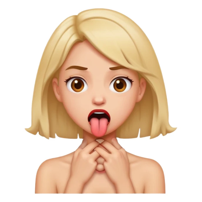 mad girl with toung out hands around neck sticker