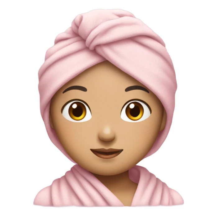 Asian girl with soft pink towel in her head sticker
