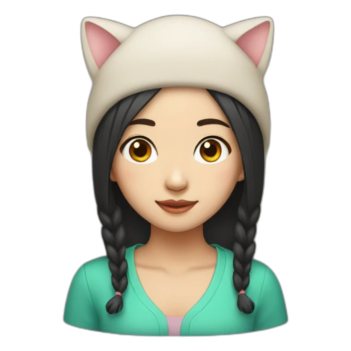 chinese girl with a cat hat sticker