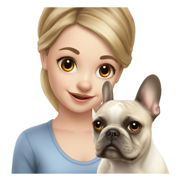 French bulldog with girl sticker