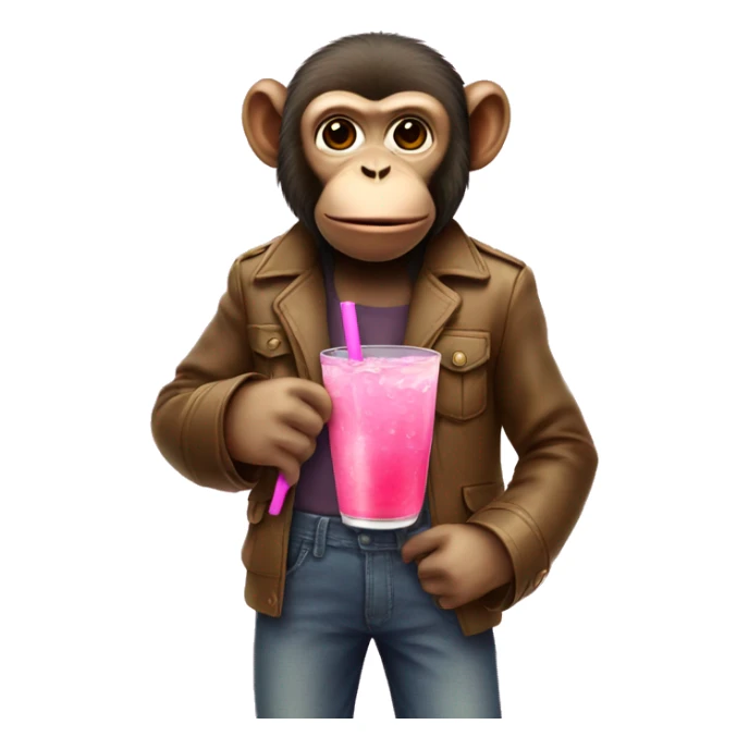 monkey wearing a trousers and drinking pink lemonade  sticker