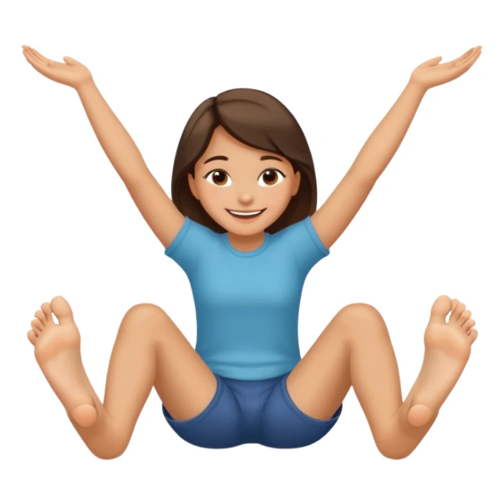 Smiling laying on floor feet dangling hands on cheeks sticker