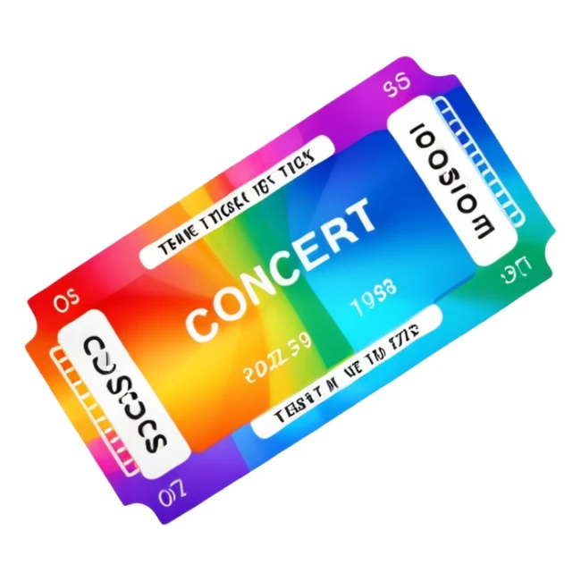 beautiful Concert ticket with the word "CONCERT" inside sticker