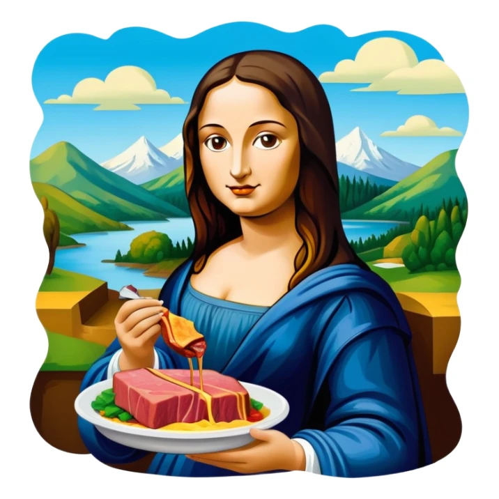 pop art monalisa SPAM meat slop landscape  sticker