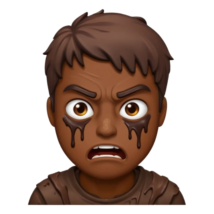 Rahjeed covered in muddy chocolate angry sticker