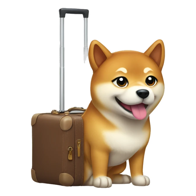 Shiba Inu with baggage sticker
