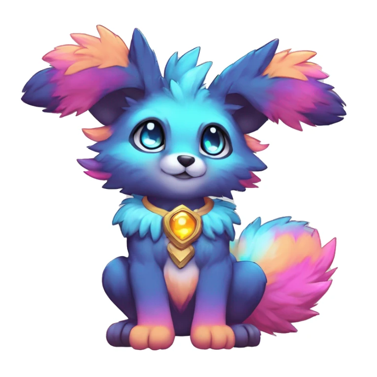 Anthro Fluffy Cool Cute Magical Elemental Shiny Colorful Neon Vibrant Colors Sparkle Kemono-style Chibi Fantasy-Animal-Fakémon-Pokémon-Hybrid Fur Sona Aesthetic Full Body sticker