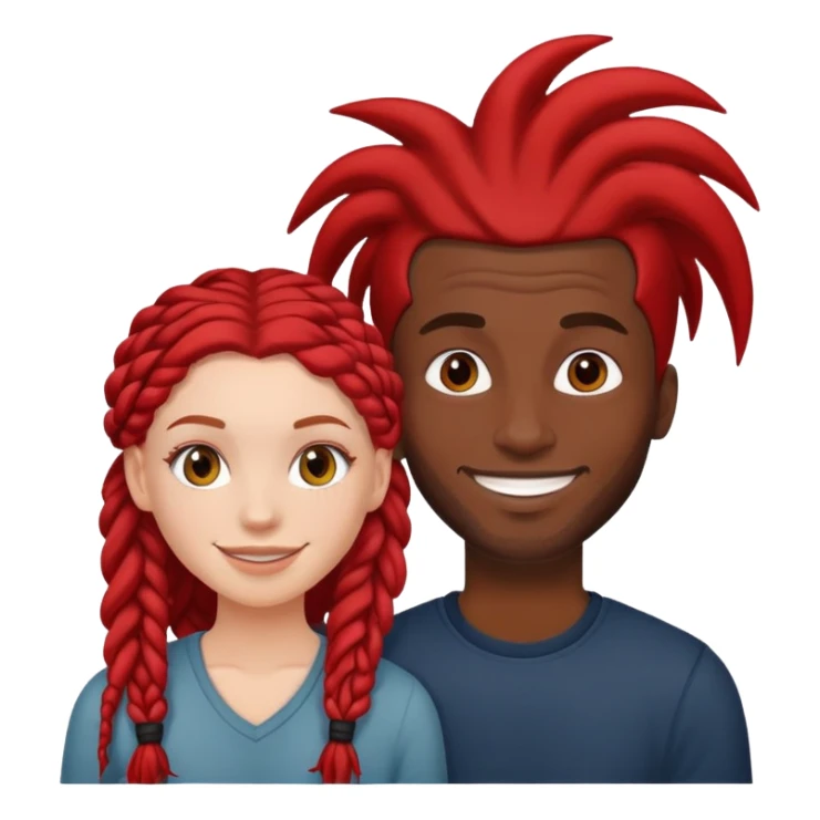 Red hair, white girl with dread head, black guy sticker