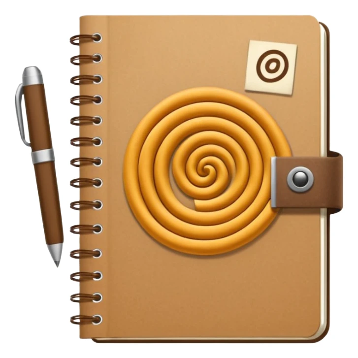 empaque de papel con una libreta anillada sobresaliendo sticker