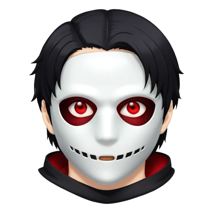 Tokyo ghoul character with mask, one eye glowing red, anime style sticker