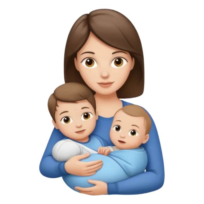 Light brunette fit mom with baby boy sticker