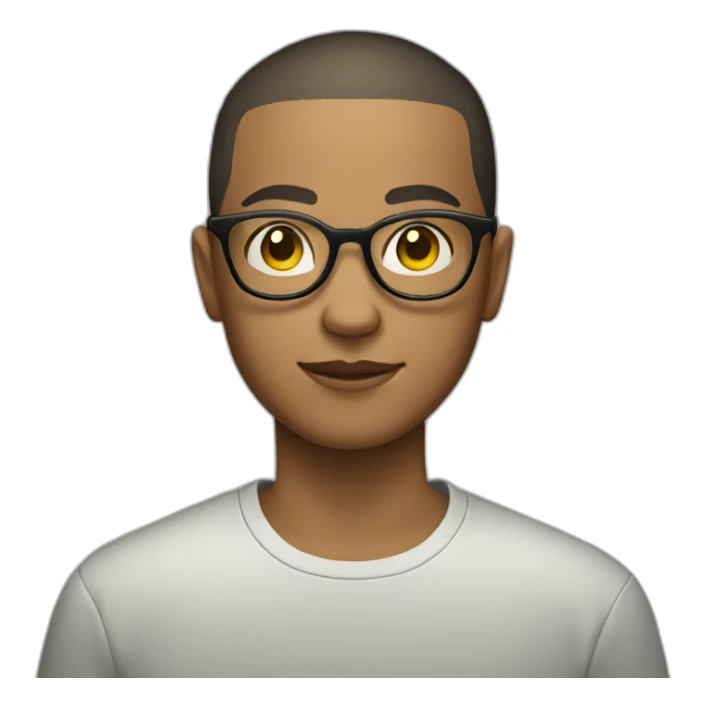 Teenager with a buzz cut and round glasses sticker