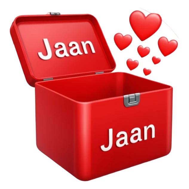 JAAN in bold letters in a red box with hearts  sticker