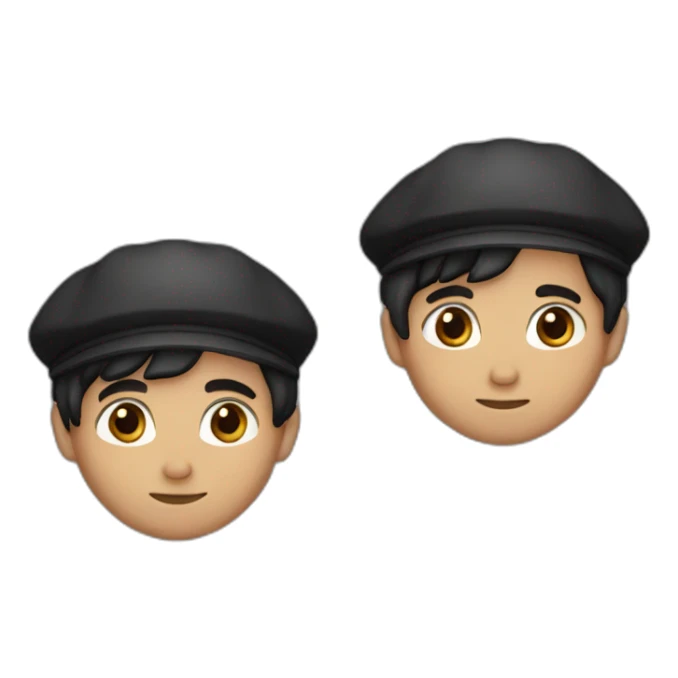 boy with black hair, brown eyes, beard, basque beret sticker