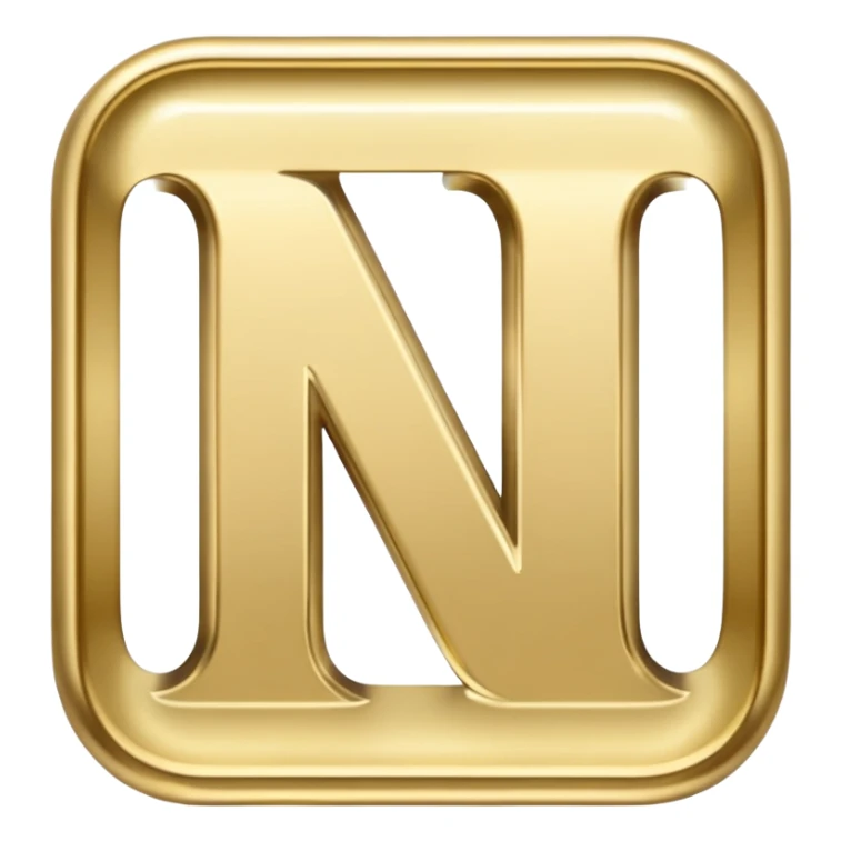 letter N in light gold sticker