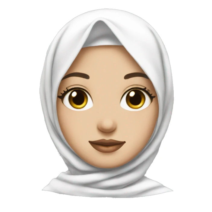 pretty girl wearing a white hijab with nice lashes sticker